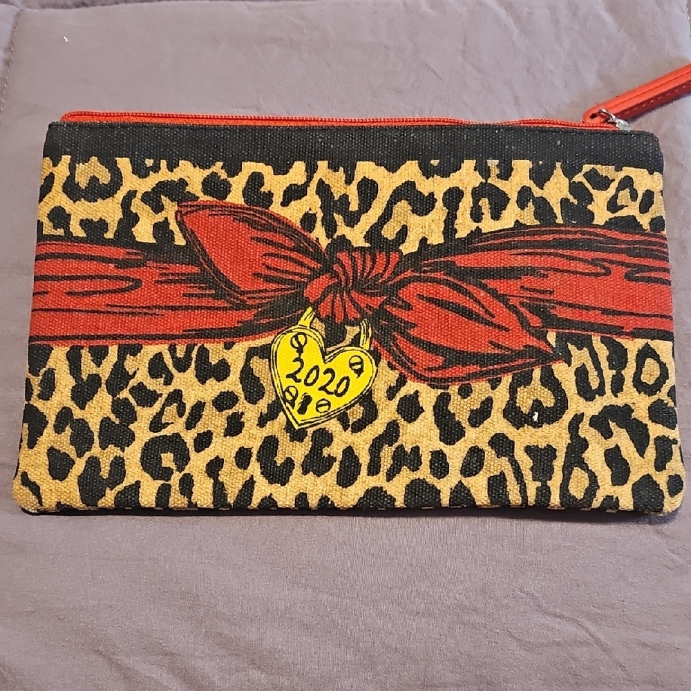 Brighton Leopard Print Pouch with Red Bow